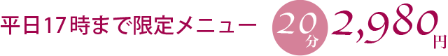 平日17時まで限定！20分 2,980円